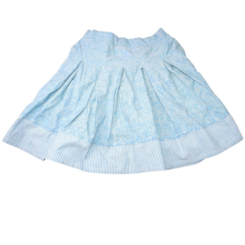 Vintage Pinot Noir Womens Light Blue‎ Denim Floral Pleated Midi Skirt Size M